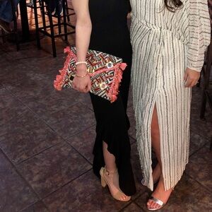 Boheme Pink Mirrored Beaded Clutch